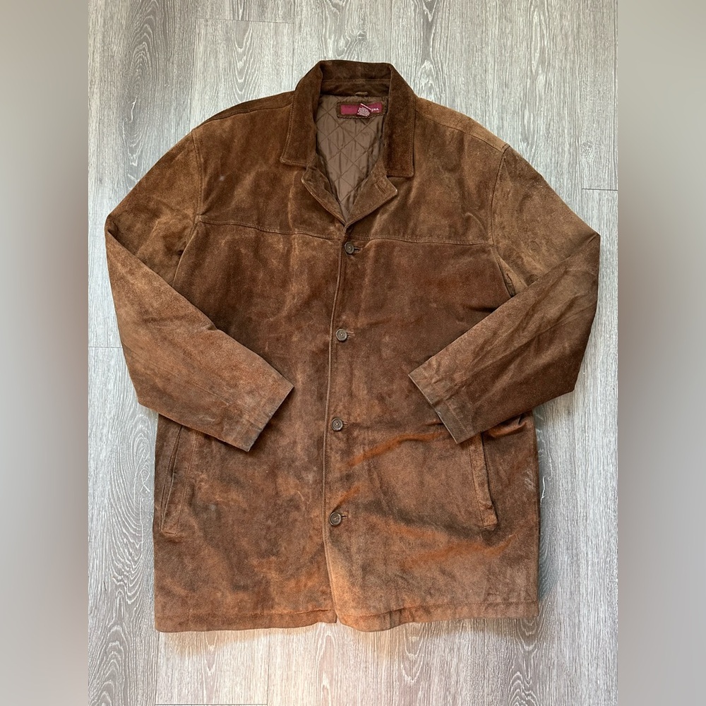Merona Vintage Men's Brown Suede Genuine Leather Jacket XL